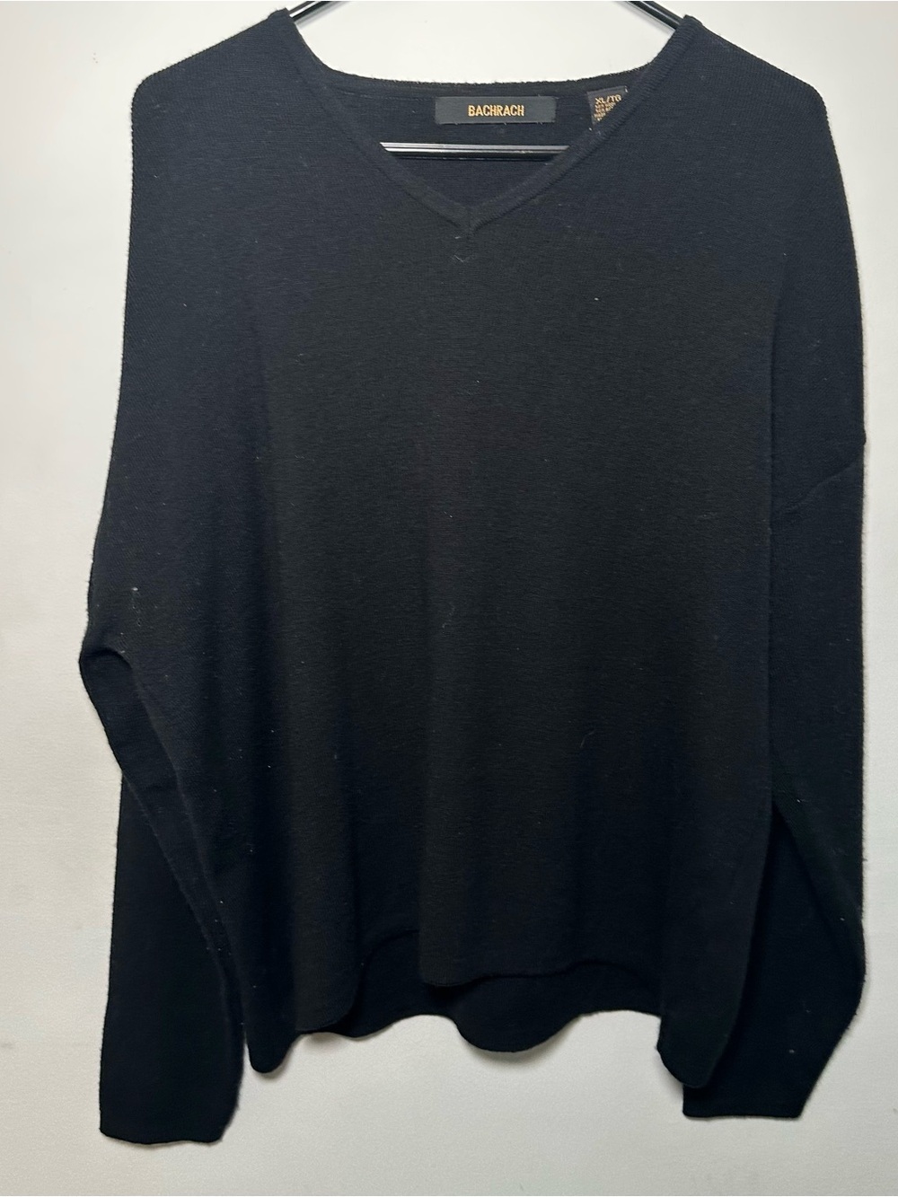 Bachrach Black V-Neck Wool Blend Sweater XL Men’s Lightweight Knit Pullover - Picture 5 of 15